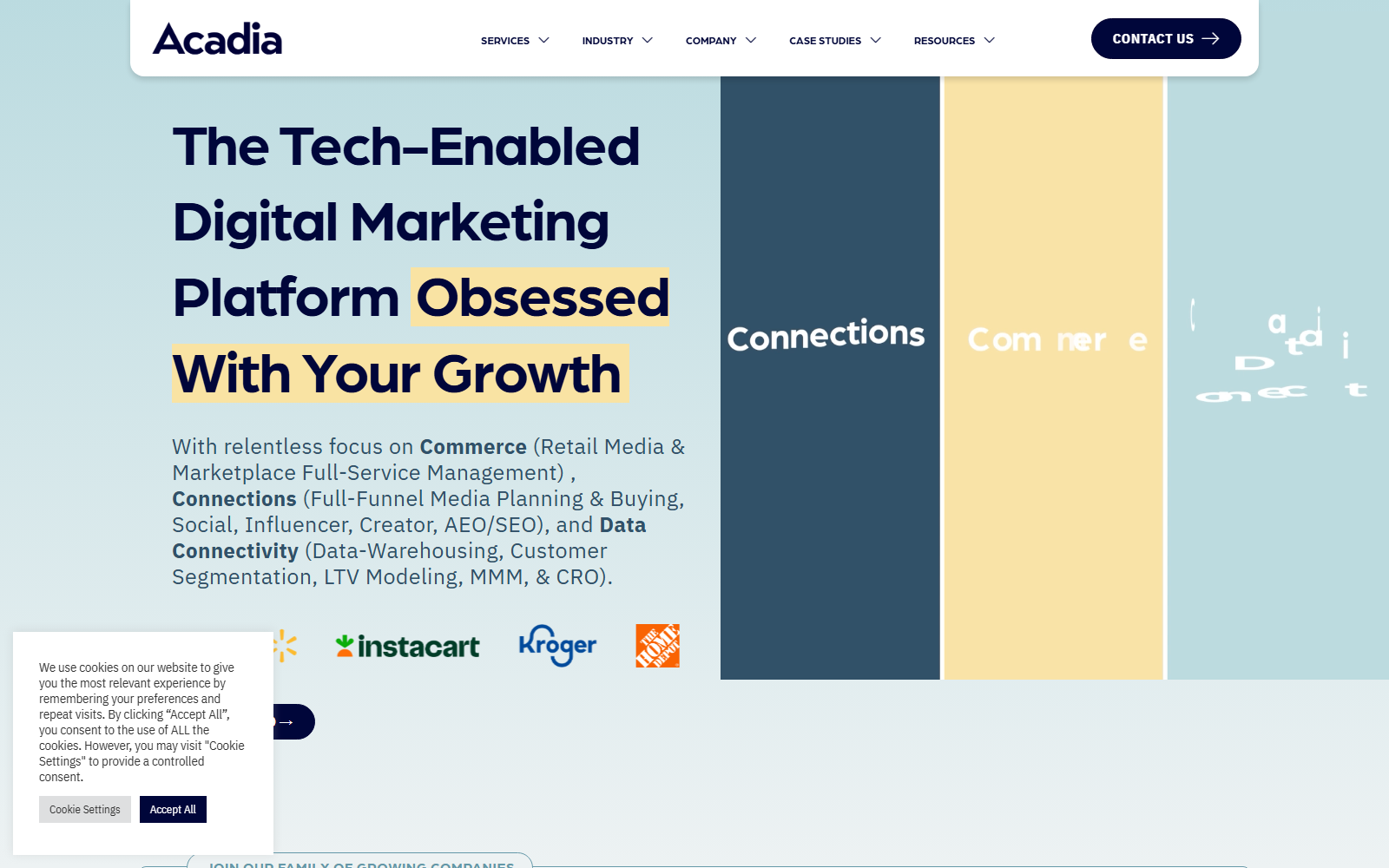 Acadia official website homepage