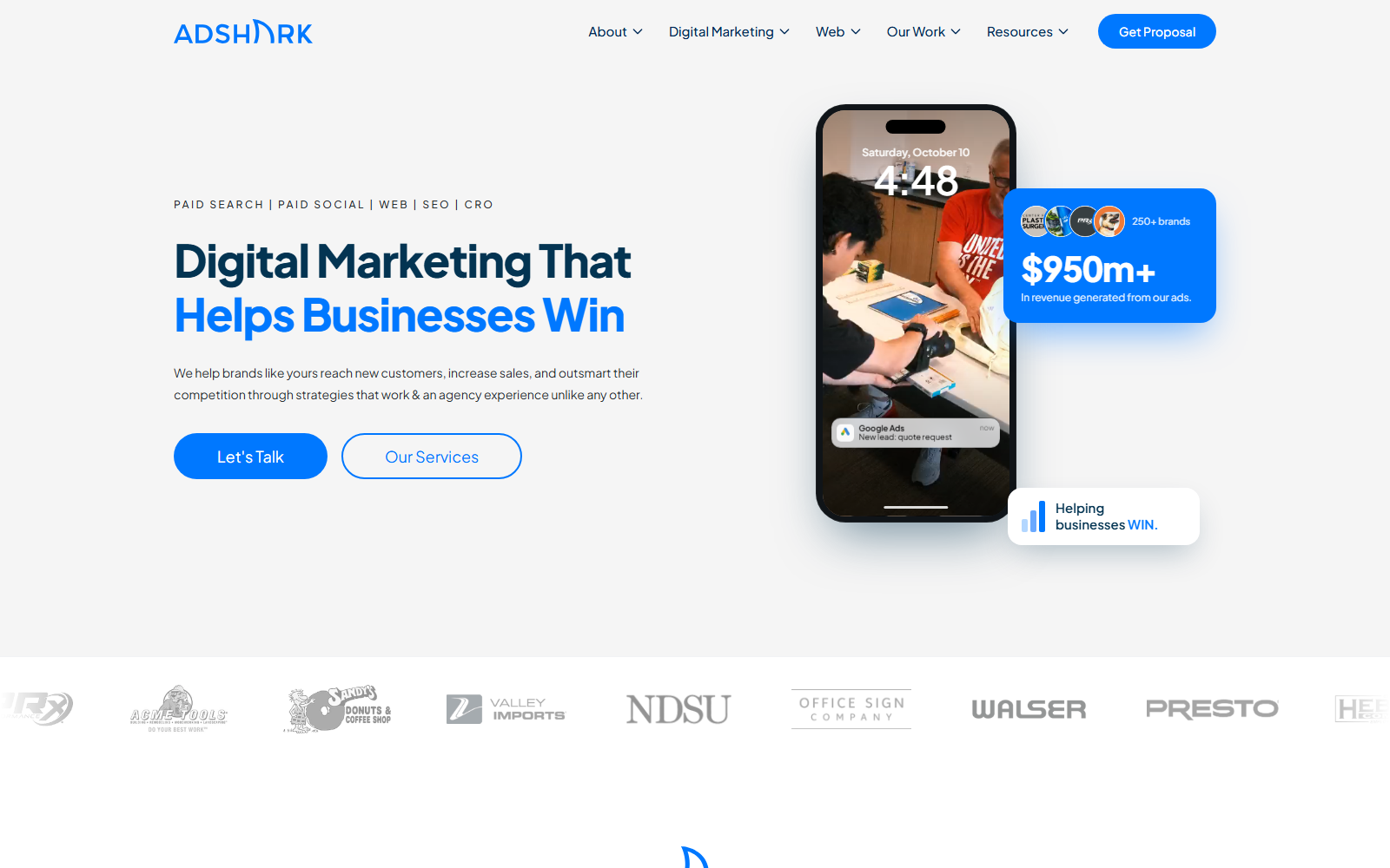 AdShark Marketing official website homepage