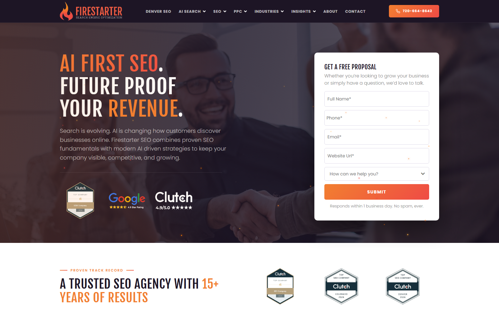 Firestarter SEO official website homepage