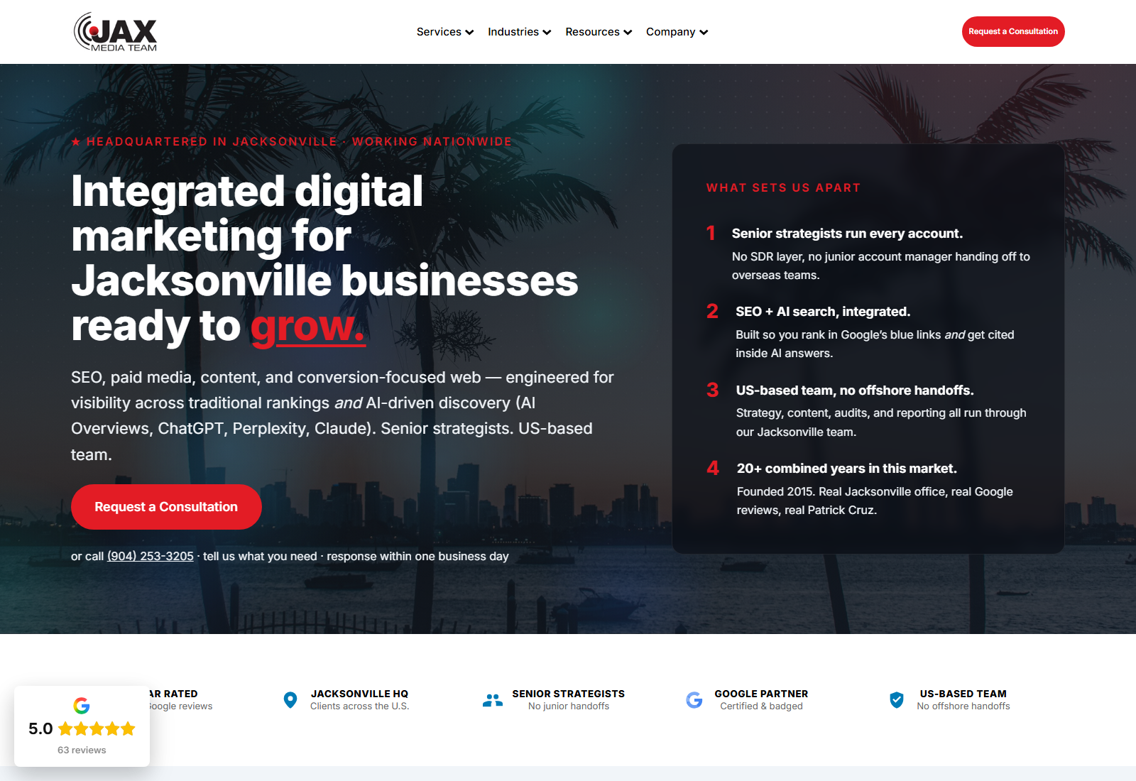 Jax Media Team official website homepage
