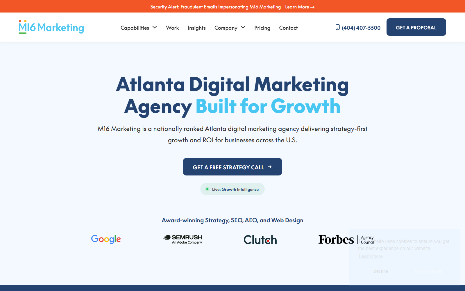 M16 Marketing official website homepage