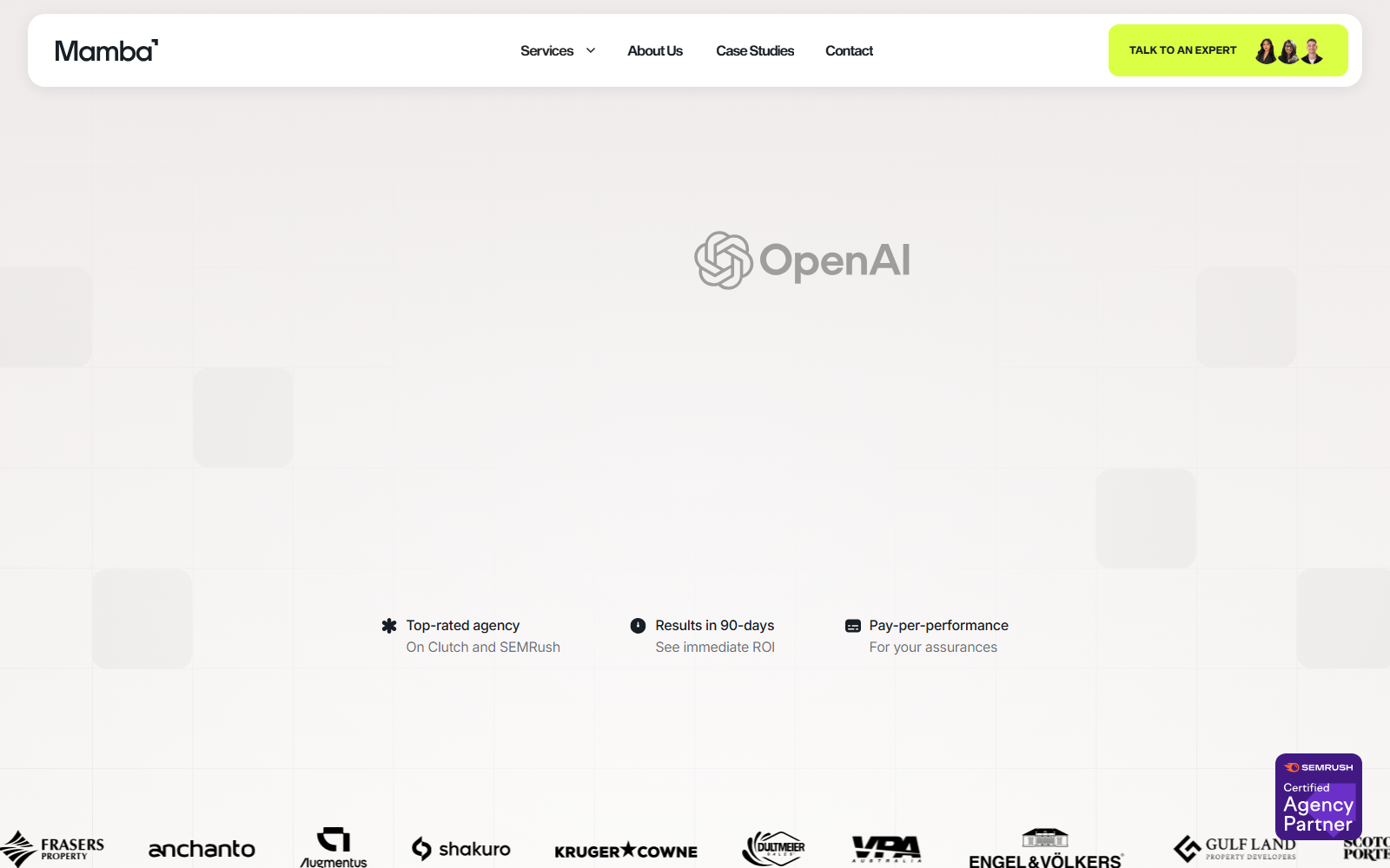 Mamba SEO Agency official website homepage