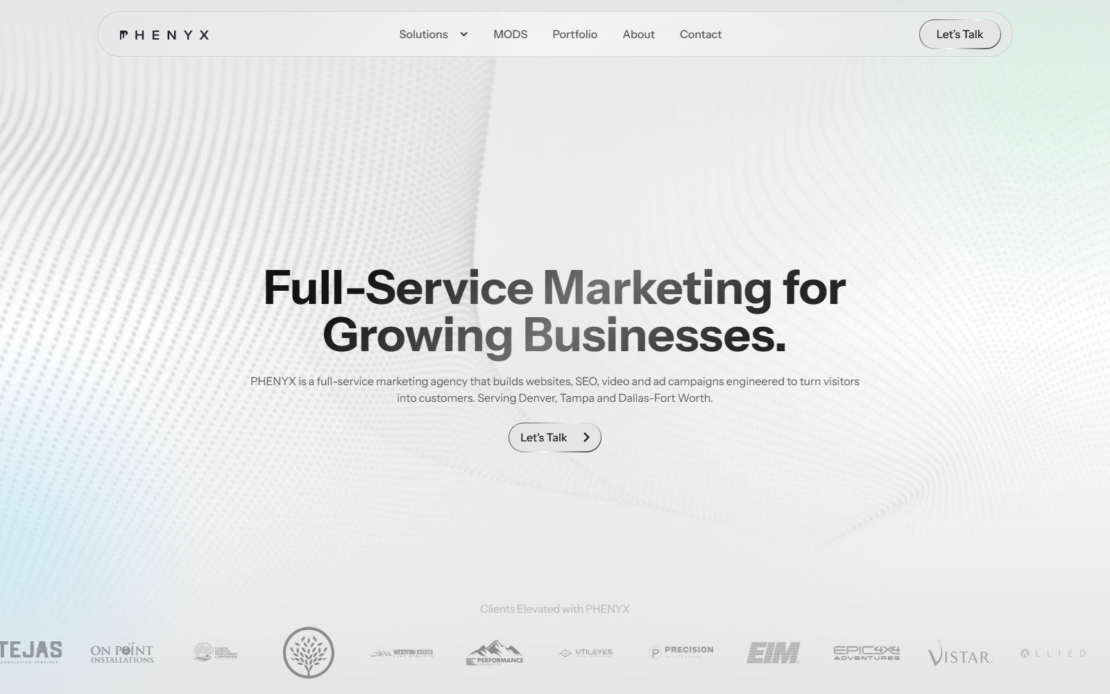 PHENYX official website homepage