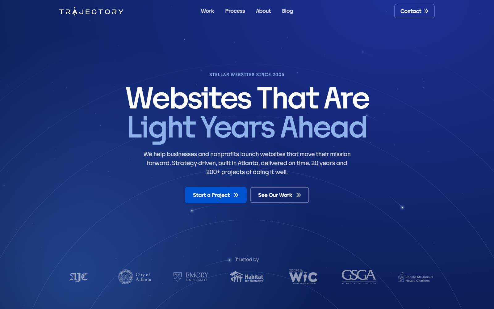 Trajectory Web Design official website homepage