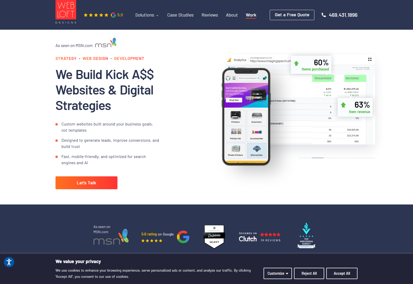 Web Loft Designs official website homepage