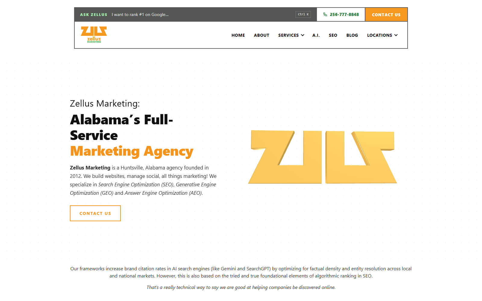 Zellus official website homepage